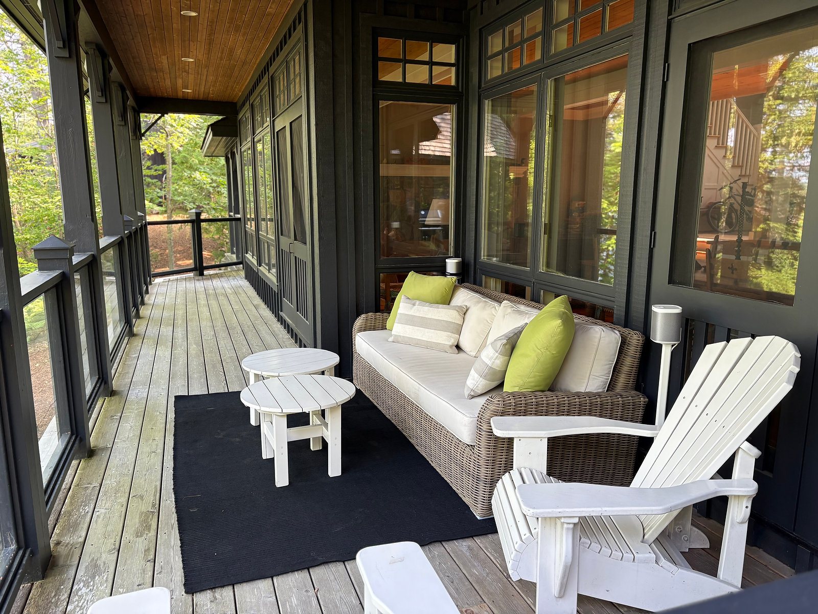 Aerial view of the private tennis and pickleball court in the pines
